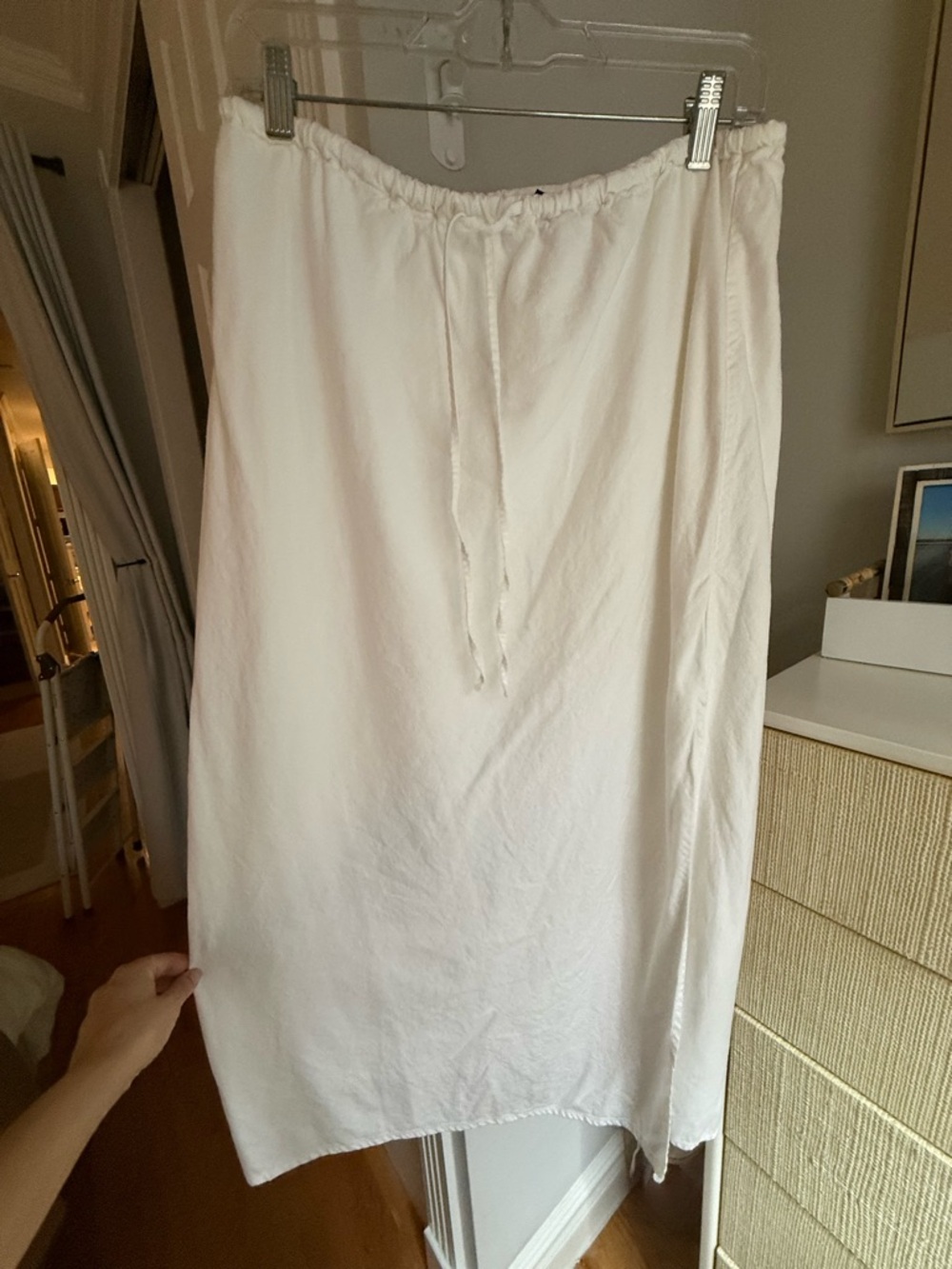 GAP Off-White Linen Blend Midi Skirt, Sz. L Petite